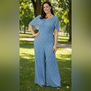 Maree Pour Toi Georgette Polka Dot Plus Size Jumpsuit 18